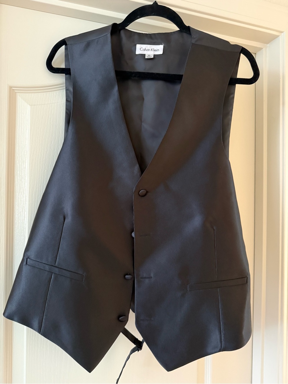 Calvin Klein Black Men's Satin-Trim Dress Vest